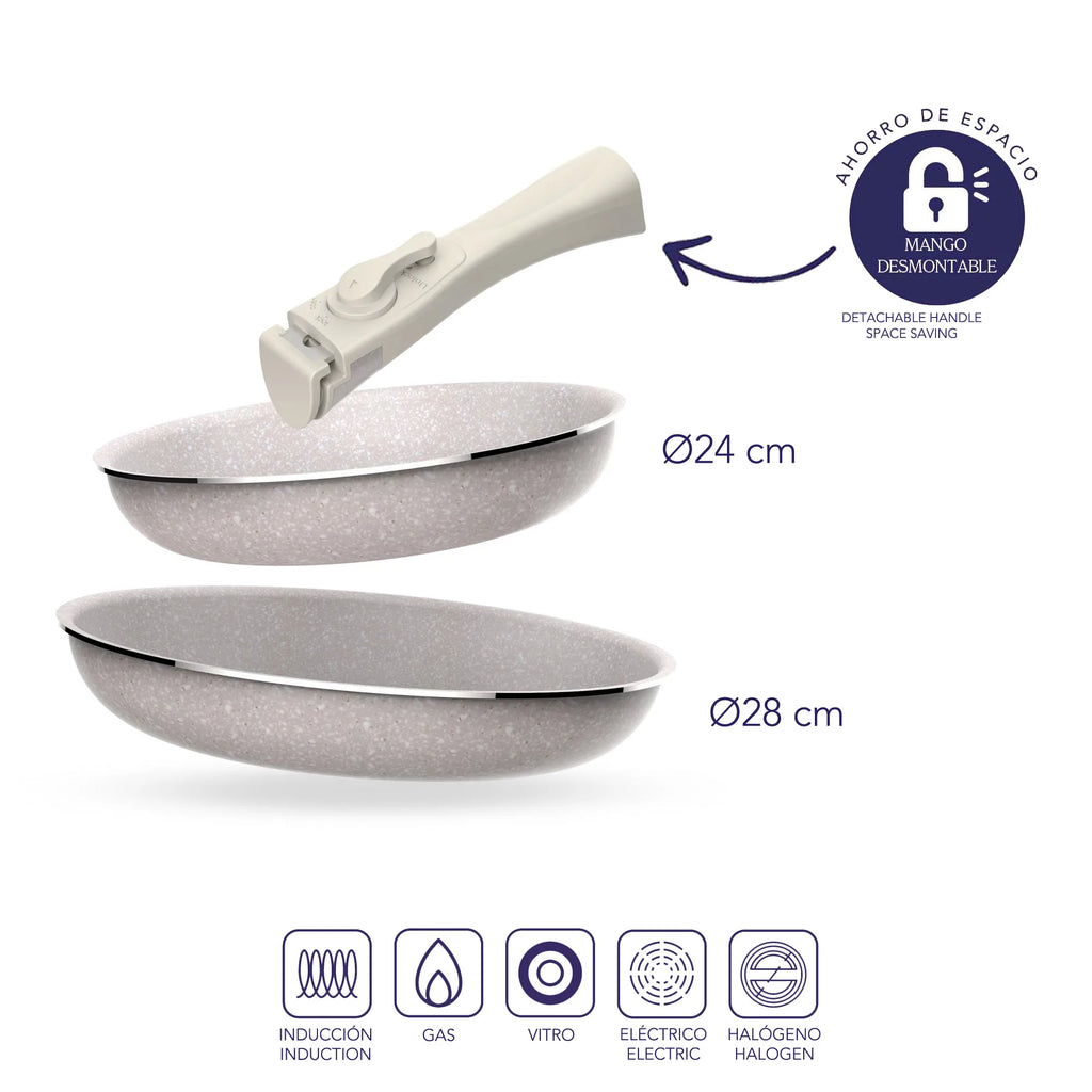 MasterSpace™ - Set de Cocina 8 Piezas con Mango Extraíble e Inteligente
