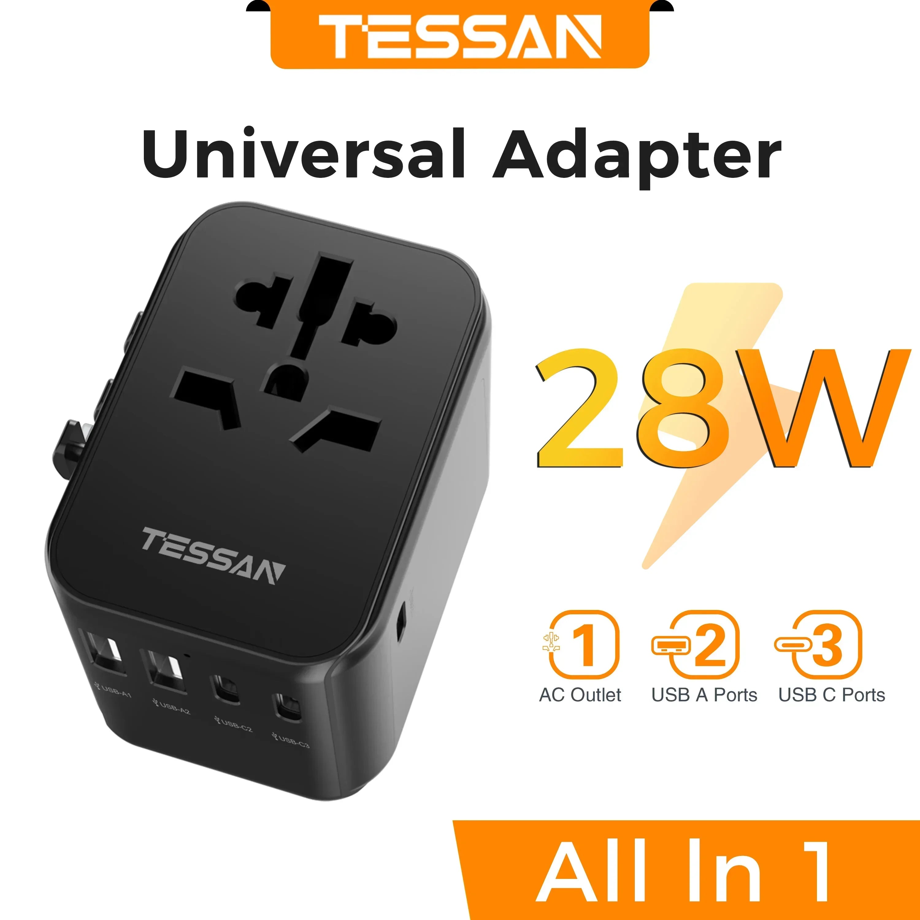 WorldConnect™ - Adaptador de Viaje Universal 5 en 1 con USB-C