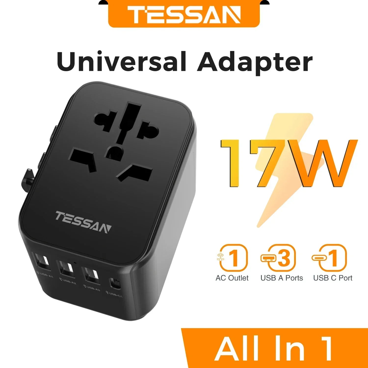 WorldConnect™ - Adaptador de Viaje Universal 5 en 1 con USB-C
