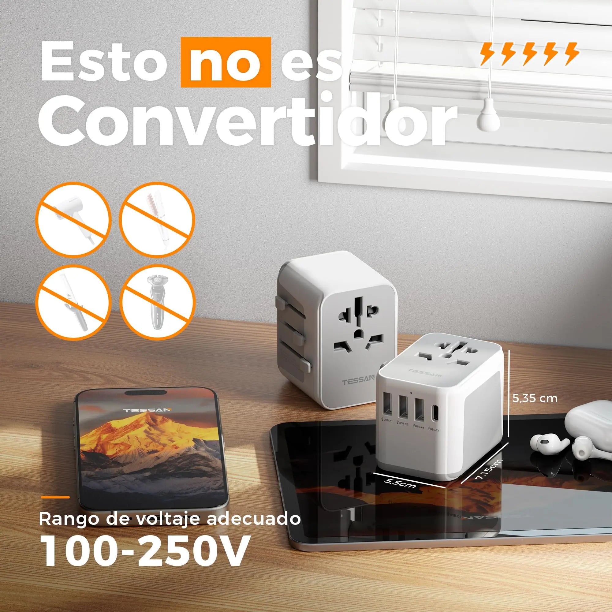 WorldConnect™ - Adaptador de Viaje Universal 5 en 1 con USB-C