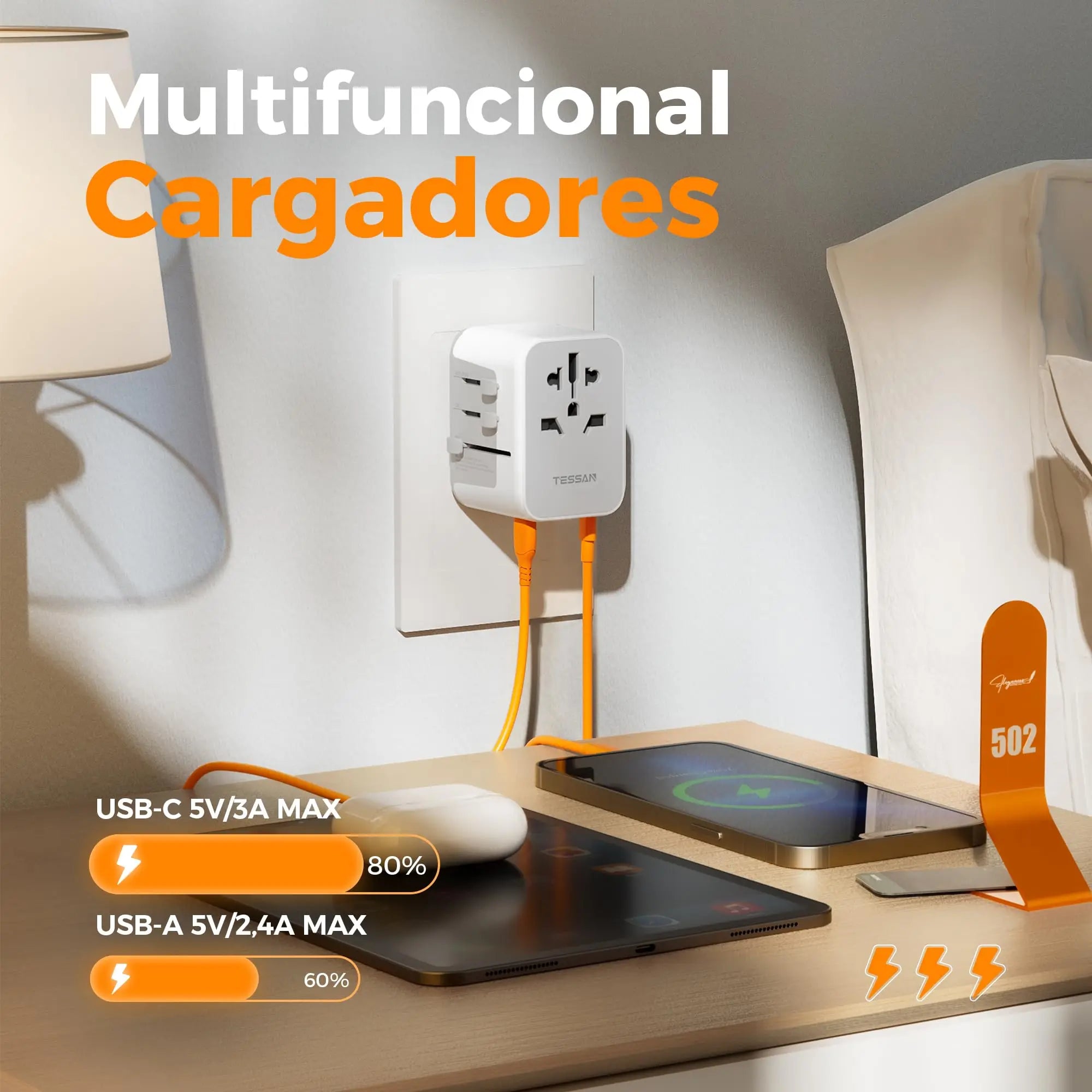 WorldConnect™ - Adaptador de Viaje Universal 5 en 1 con USB-C