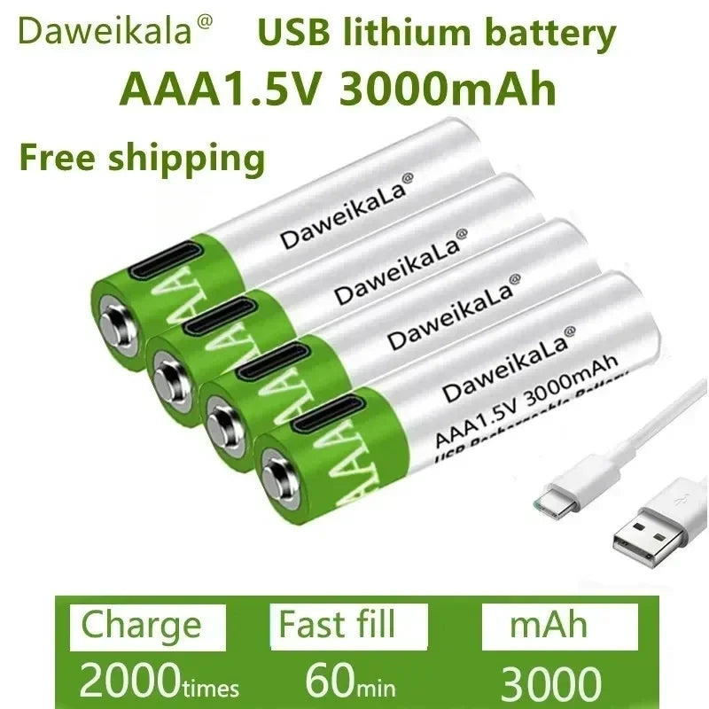 EcoCharge™ USB - Baterías de Litio Recargables de Alta Capacidad