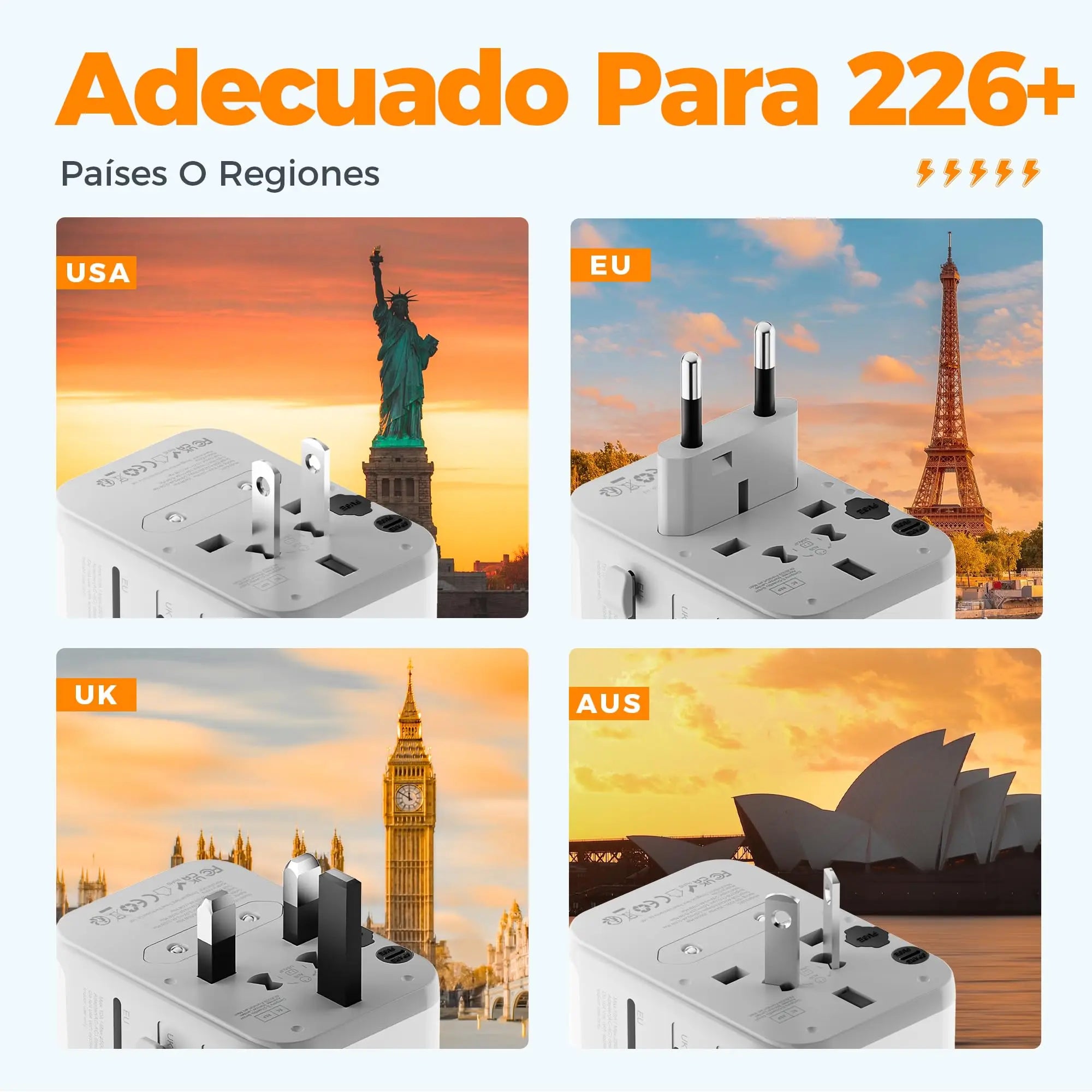 WorldConnect™ - Adaptador de Viaje Universal 5 en 1 con USB-C