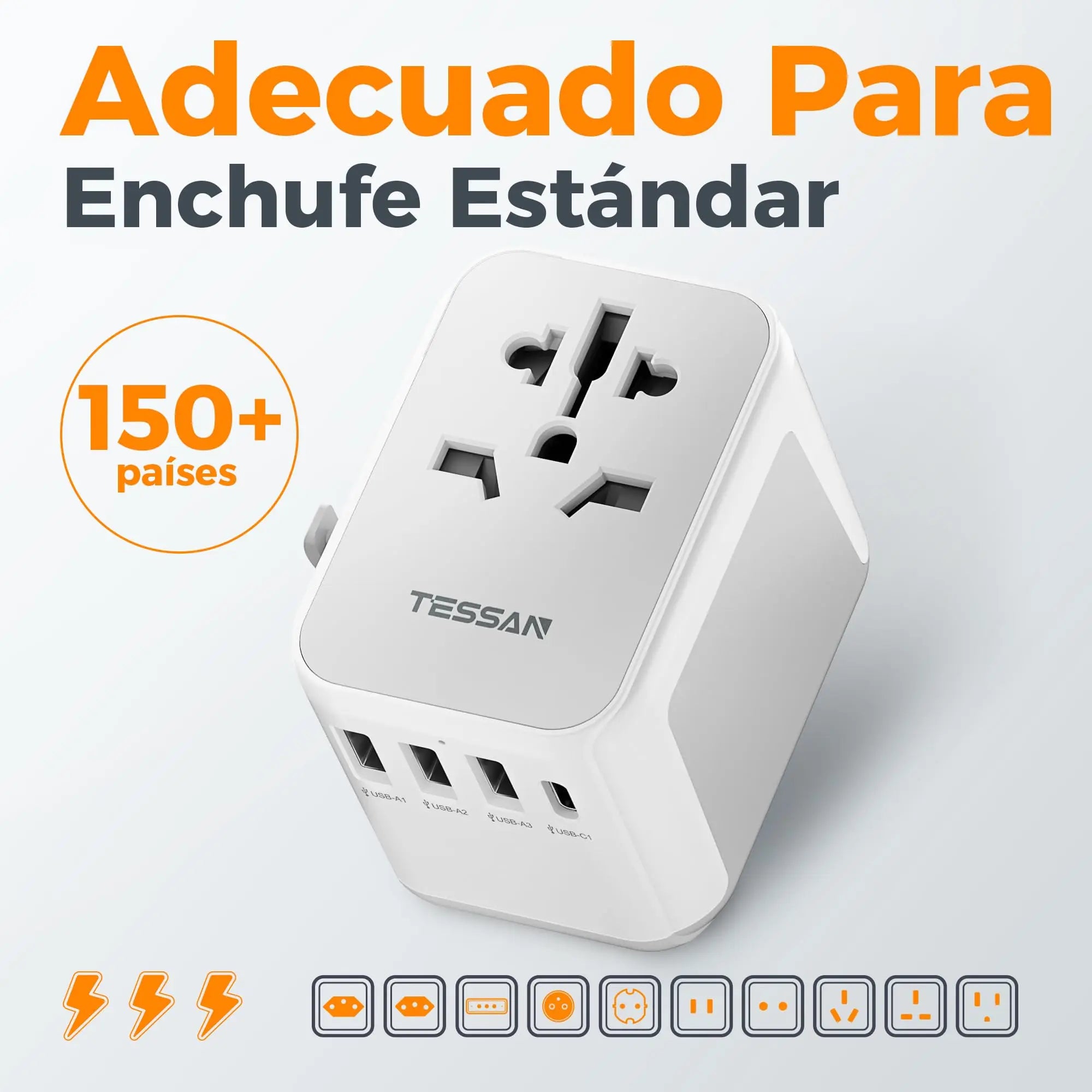 WorldConnect™ - Adaptador de Viaje Universal 5 en 1 con USB-C