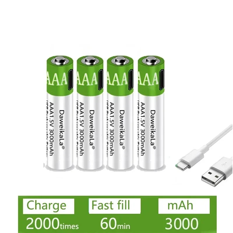 EcoCharge™ USB - Baterías de Litio Recargables de Alta Capacidad