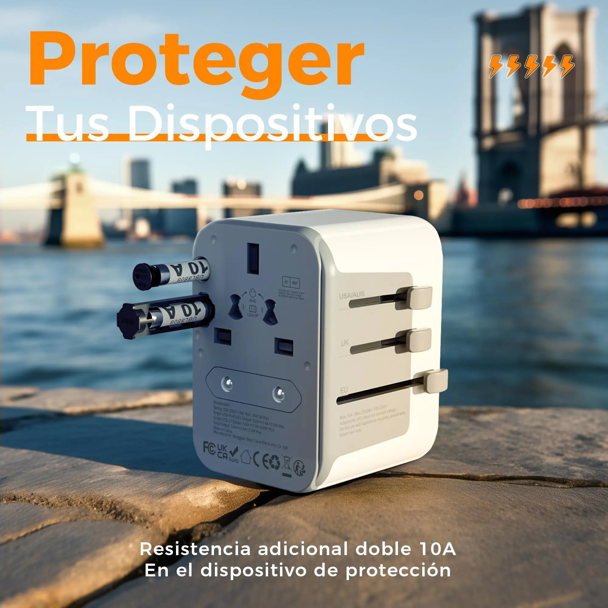 WorldConnect™ - Adaptador de Viaje Universal 5 en 1 con USB-C