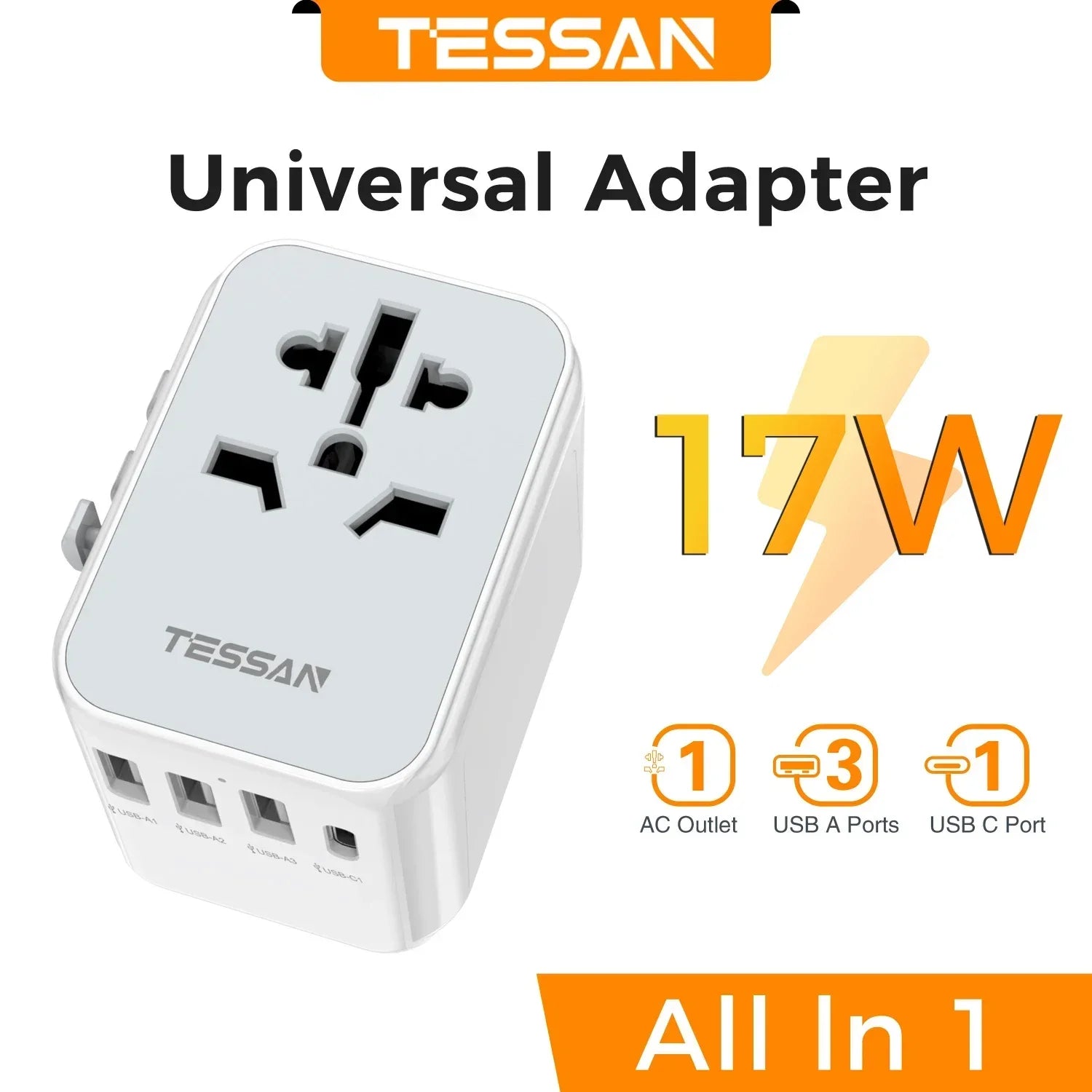 WorldConnect™ - Adaptador de Viaje Universal 5 en 1 con USB-C